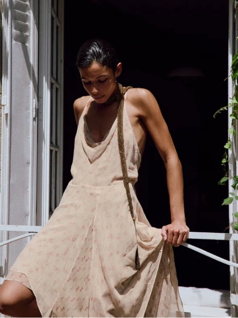 Zara Cream Floral Combination Dress